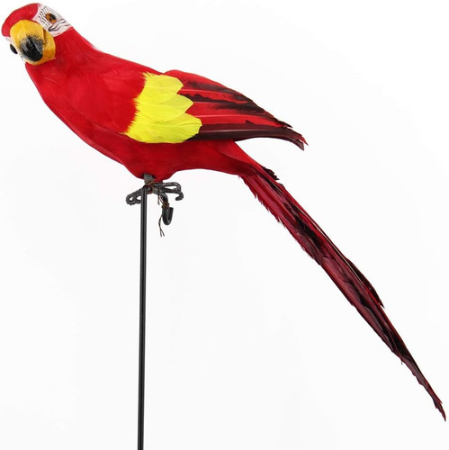 Large red parrot lifelike bird - red,